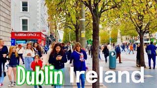 Dublin City walk October 2024| 4k Dublin Ireland Autumn Walk| walking tour of O'Connell street, UHD