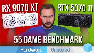 Radeon RX 9070 XT vs. GeForce RTX 5070 Ti, 55 Game Benchmark