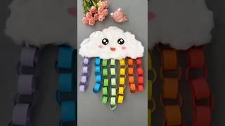 Paper rainbow and cloud wall hanging making