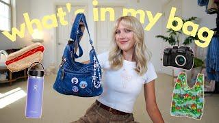 what's in my bag!  my everyday essentials as an anxious gal + thrifting/filming bag! 