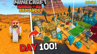 I Survived 100 Days in Badlands Only World in Minecraft Hardcore (Hindi)