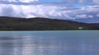 Float plane coming in for landing on Naknek Lake at Brooks Lodge