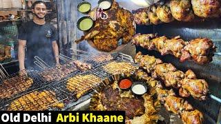 Old Delhi's Hardcore Nonveg Food. Chicken Alfaham Mandi, Mutton Ribbs Chicken Shawaya Mandi, Kunafa