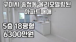 #313 구미시 송정동 리모델링된 18평형 5층 아파트매매 6300만원 (샷시포함 올리모델링 완료! 즉시입주가능!) 테라공인중개사사무소