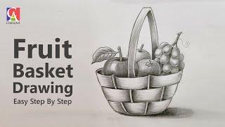 Fruit Basket Drawing Easy Step By Step with Pencil Shading for Beginners | How To Draw Still Life