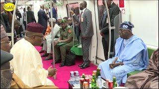 Watch What Happened As President Tinubu Takes First Ride In Abuja Metro Rail