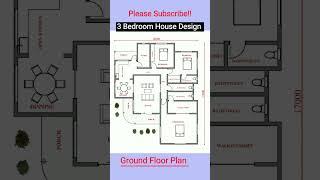 (17x14meters) 3 bedroom house design|House design idea