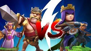 Barbarian King and Grand Warden vs Archer Queen and Royal Champion || clash of clans || coc