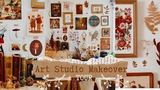 Autumnal Art Studio Makeover & Tour - cozy, cottage-core, hobbit-hole vibes & nature focused