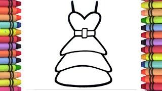 Cute and beautiful dress drawing, how to draw princess dress step by step