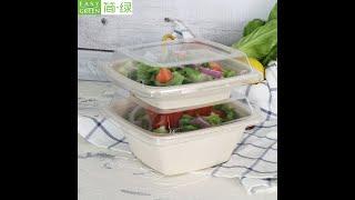 EG Series Square Disposable Bagasse Takeout Food Bowls With Lid