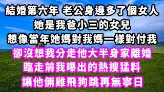 結婚第六年老公身邊多了個女人，她是我爸小三的女兒，想像當年她媽對我媽一樣對付我，卻沒想我分走他大半身家離婚，臨走前我曝出的熱搜猛料，讓他倆雞飛狗跳再無寧日#追妻火葬場#大女主#現實情感#家庭