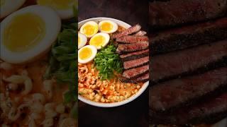 Viral Ramen Noodle Bowl With Wagyu Steak and Marinated Ramen Eggs @foodwithbearhands