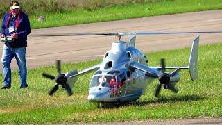 35KG UNIQUE RC HYBRID TURBINE HELICOPTER X3 EUROCOPTER MODEL DEMONSTRATION FLIGHT