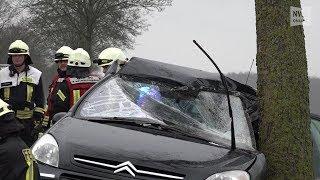 Fahranfängerin kommt mit Pkw von Fahrbahn ab und prallt gegen Baum