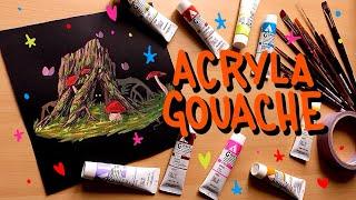 PAINTING WITH ACRYLA GOUACHE - paint a boggy log with me!