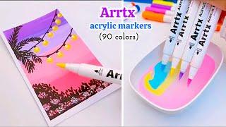 Draw with me  Trying out new Arrtx acrylic markers 90 colors / unboxing / art / painting / how to