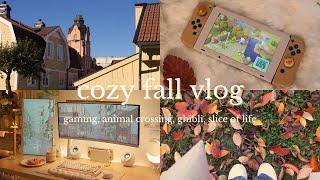 cozy fall vlog  animal crossing, ghibli vibes, desk makeover & pinterest inspired fall decorating