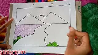 How to draw Sunrise easy drawing // Sunrise drawing !! adv