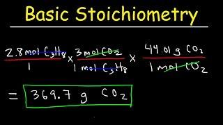 Stoichiometry Basic Introduction, Mole to Mole, Grams to Grams, Mole Ratio Practice Problems