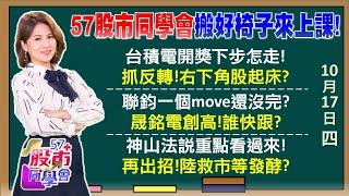 找不到字眼形谷台積電了 外資又要重新寫報告？護國神山Q4財測優預期 巴菲特錯過台積賣飛蘋果？沒參與到權王千金行情！要相信中國全力救巿決心？《57股市同學會》陳明君 蕭又銘 吳岳展 王兆立