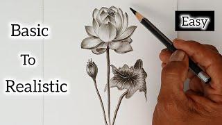 How to draw lotus flower for beginners.