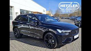 2024 Volvo XC60 T6 Black Edition Plus AWD Plug-in Hybrid Flyaround 4K Onyx Black carpresentation