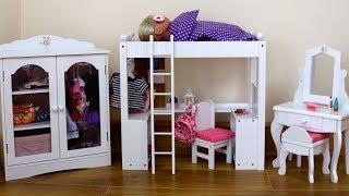 Dolls Double Bunk Bed Desk Closet & Dressing Table Unboxing- Baby Born Bedroom After school Routine