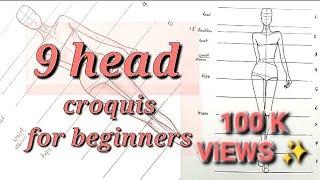 How to draw 9 head croquis for beginners | step by step | fashion figure | illustration tutorial |