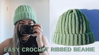 Easy Crochet Ribbed Beanie Tutorial - Every Step Explained