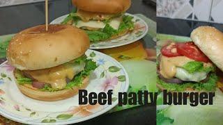 BEEF PATTY BURGER  BEEF BURGER | FOOD & FLAVOURS BY ANITA JAHANZAIB #newrecipe #beefburger #burger