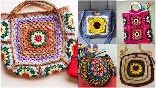 Granny crochet flower pattern multicoloured bag/boho style bag/shoulder bag designs