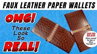 AMAZING FILE FOLDER CRAFT!  Gorgeous REALISTIC Leather-Like Paper Wallet! MUST SEE!!