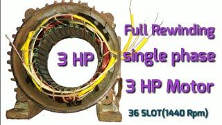 Full Rewinding 36slot single phase 3hp motor (Rpm 1440))(आटा चक्की  मोटर) sahabaj khan