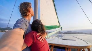 Rigging our sails for the first trip — Sailing Yabá 217