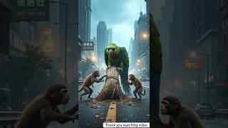 The rascal monkeys attacked the parrot  #shorts #parrot #story #monkey
