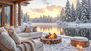 Tranquil Porch Ambience in Morning Winter  Smooth Jazz Music for Calm & Mellow Mood