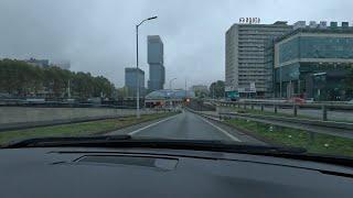 Driving through Jaworzno-Katowice Poland. Highway A4 National road 79. Rainy day. 4K 60FPS ASMR.