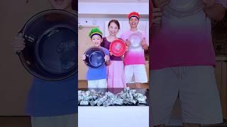 Challenge To Collect Money With Basin. #FunnyFamily #FamilyGames #Shorts