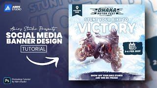 Bike Stunt Social Media Post and Square Flyer Design | Photoshop Tutorial