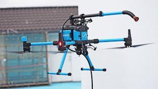 KTV Working Drone. Facade and window cleaning with drone