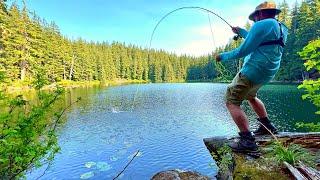 GIANT Trout Fishing in TINY MOUNTAIN LAKE!!! (Catch & Cook)