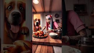  Evolution of Dog : Doggy looking at chicken grill ️ #doglover #puppy #dog #shorts #copydoggy