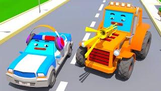 Orange Traktor und Polizeiwagen spielen Trompete | Cars Town - Heller Cartoon Online für Kinder