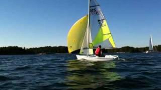 Charles Hamel sailing at Sailstar sailing school with RS Feva and gennaker