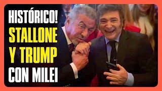 Stallone se abraza con Milei y Trump en una NOCHE HISTÓRICA