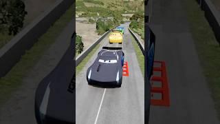 Mix Mcqueen Cars Vs Spike Bollard #beamng #beamngdrive #shorts