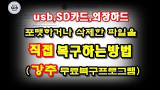 usb,외장하드에서 삭제하거나 포맷한 파일 직접 데이터 복구하는 방법 (무료 복구 프로그램 강추합니다)