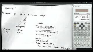 CANON F789SGA CALCULATOR TECHNIQUE FOR COSINE LAW (TRIGONOMETRY)