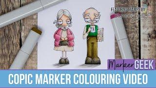 Copic Marker Colouring Oddball Grandparents Stamping Bella Rubber Stamp